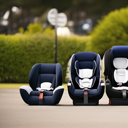 An image showcasing the three main types of car seats: infant, convertible, and booster seats