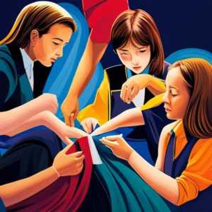 An image showcasing a group of children engaged in hands-on activities, surrounded by colorful materials and tools