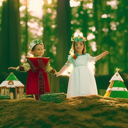 An image that showcases children engrossed in a make-believe world, adorned in vibrant costumes, building imaginary castles with blocks, and embarking on a whimsical adventure through a magical forest