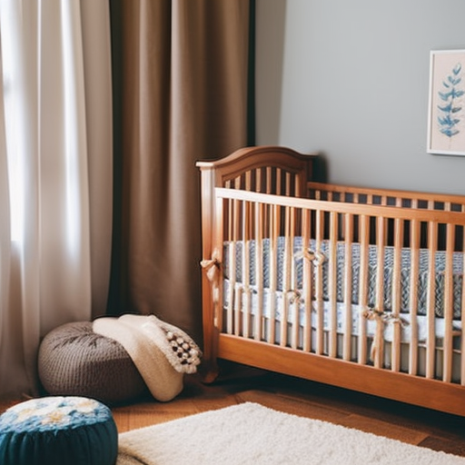  an image capturing a well-organized nursery, showcasing a sturdy crib in a serene color palette