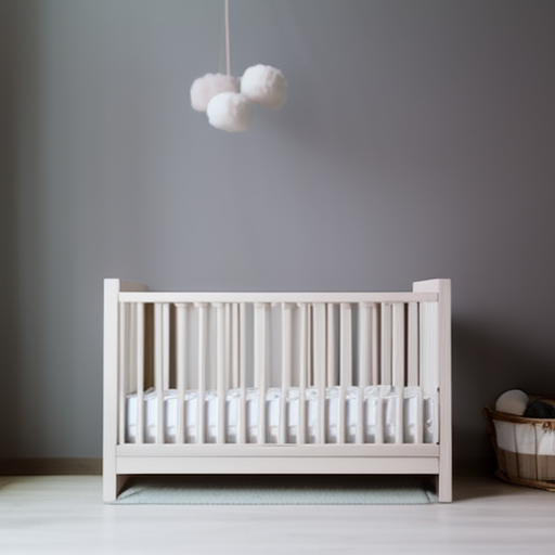An image showcasing a minimalist, Scandinavian-inspired crib in a light-filled nursery