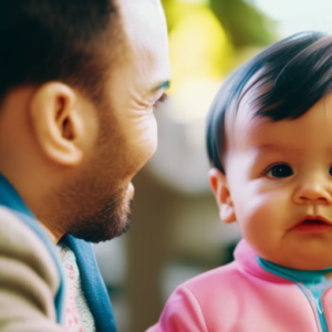 An image showcasing a parent and toddler engaged in active listening, their eyes locked and faces beaming with understanding
