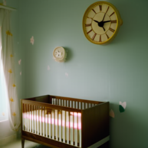 An image of a serene nursery, bathed in soft moonlight, with a baby peacefully sleeping in a crib