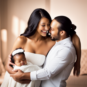An image capturing the tender moment of a new parent cradling their newborn, bathed in soft, warm light