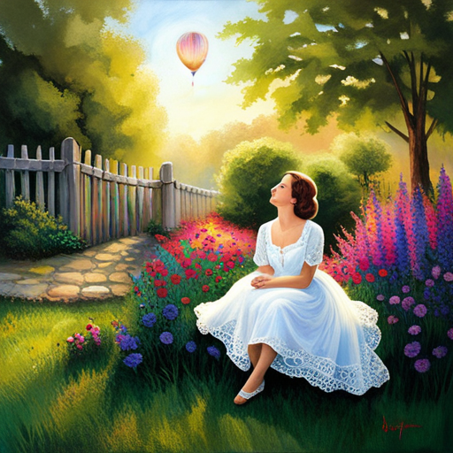 An image showcasing a serene garden with a baby gently releasing a colorful balloon, symbolizing the act of honoring a loved one's memory