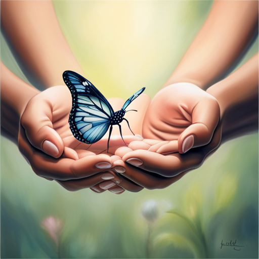 An image that portrays a caring hand gently cradling a fragile butterfly, symbolizing the delicate emotional state of those facing infertility