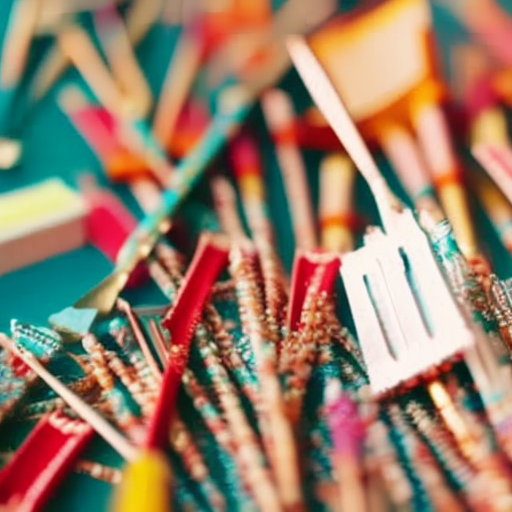 An image featuring a colorful palette of paintbrushes, surrounded by a variety of vibrant paints and an assortment of textured papers, showcasing the joy and creativity of DIY art projects at home