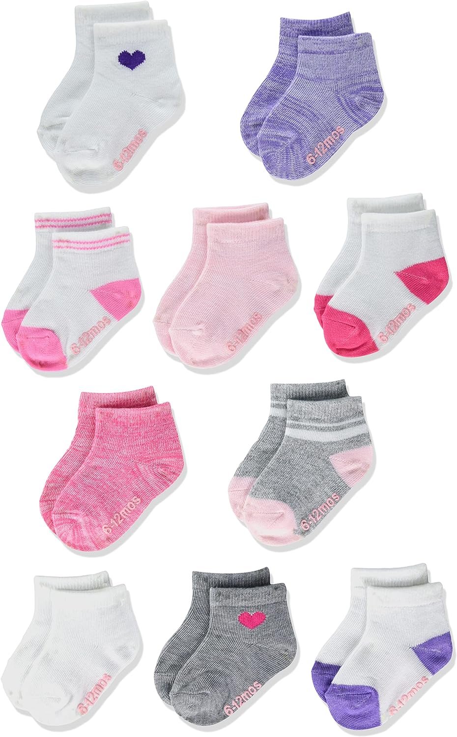 Hanes Baby and Toddler, Non-Slip Grip Ankle Socks, Boys and Girls, 10-Pair Packs