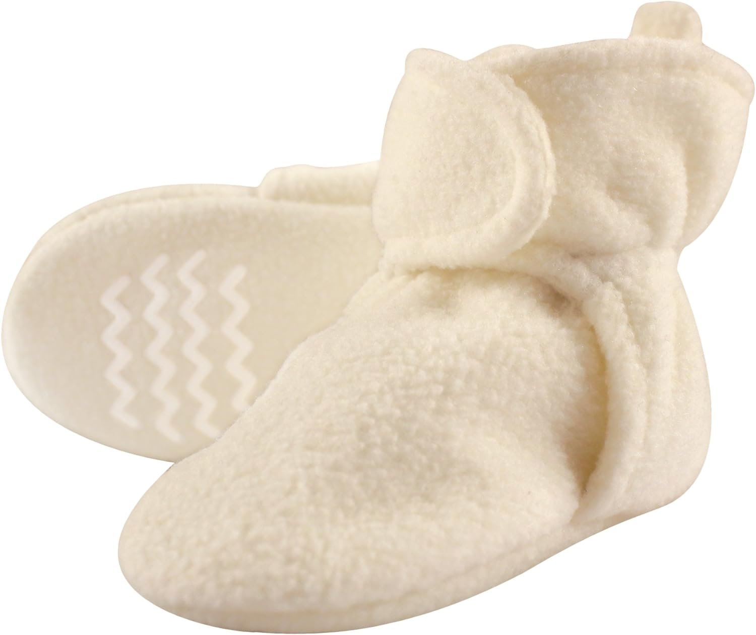 Hudson Baby Unisex-Baby Cozy Fleece Booties Slipper Sock, Cream, 0-6 Months