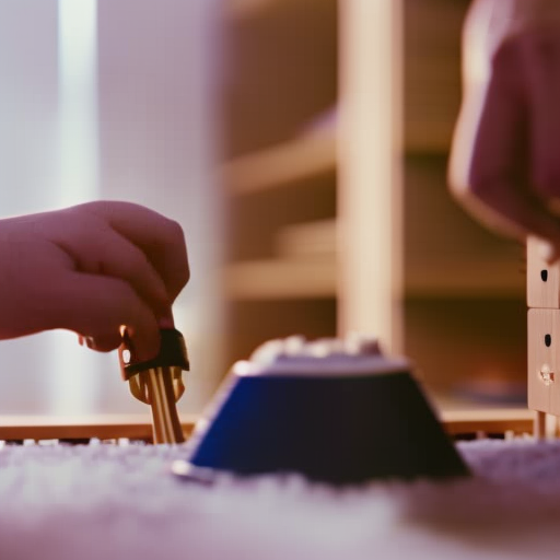 An image showcasing a parent gently wiping down the wooden surface of an Ikea Crib Sniglar with a soft cloth, while another parent tightens the screws with a provided Allen key, emphasizing essential maintenance tips