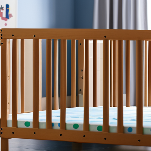 An image showcasing the sturdy construction of the Ikea Crib Sniglar, featuring its reinforced corners, non-toxic materials, and adjustable mattress height, highlighting its compliance with safety standards