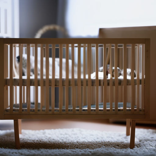 An image showcasing the Ikea Sniglar Crib: A well-crafted wooden crib with a minimalist design, highlighting its sturdy construction, adjustable mattress height, and space-saving features