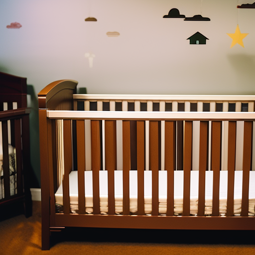 An image showcasing a cozy nursery with a variety of affordable cribs, highlighting factors such as safety features, adjustable mattress heights, non-toxic materials, and stylish designs, providing a visual guide for choosing the perfect inexpensive crib