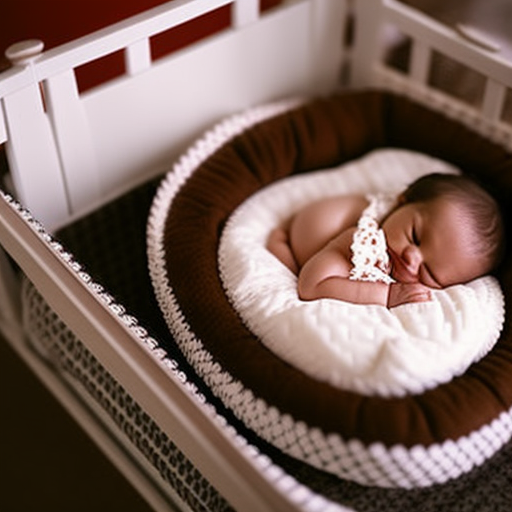 An image showcasing a sturdy crib with rounded edges and fixed side rails, adorned with a breathable mesh lining