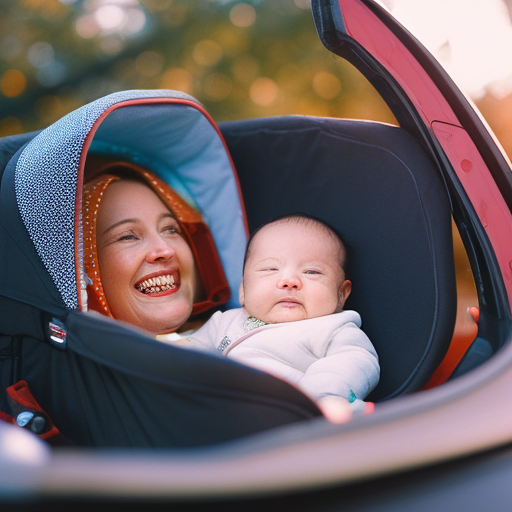 An image that shows a parent securely buckling their infant into a rear-facing car seat, with clear visibility of correct strap placement, snug harness fit, and proper angle adjustment