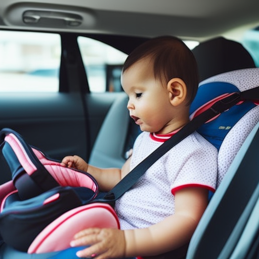 An image showcasing a parent correctly installing an infant car seat in the backseat of a car