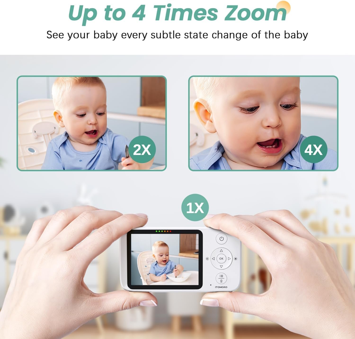 Itomoro Video Baby Monitor with 2.8 Display, 1000ft Long Range no WiFi Connect, Clear 2-Way Audio Talk, Up to 22h Battery Life on VOX Mode, Night Vision, Temperature Sensor and Lullabies