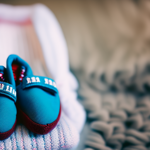 An image showcasing a pair of adorable Jordan baby shoes in vibrant colors, nestled on a soft, plush blanket