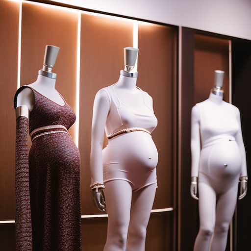 An image showcasing a variety of stylish and comfortable maternity 2 piece sets, displayed on mannequins, in a trendy boutique setting with soft lighting and a clean aesthetic