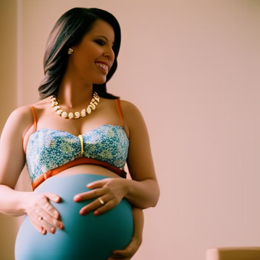 An image showing a pregnant woman wearing a Maternity 2 Piece Set, using a measuring tape to find the perfect fit