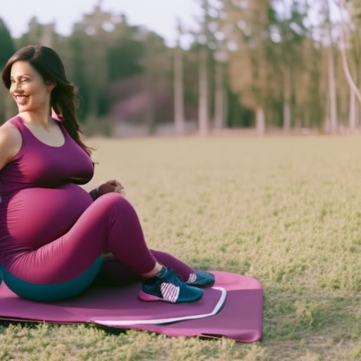An image showcasing a pregnant woman wearing a stylish activewear outfit, highlighting the different stages of pregnancy