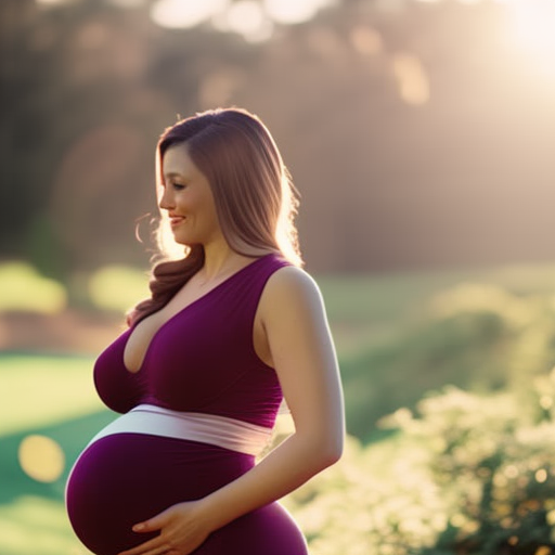 An image showcasing a pregnant woman gracefully wearing a soft, form-fitting maternity bodysuit