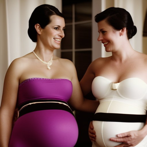 An image contrasting a woman wearing a maternity girdle, providing firm support to her growing belly, with another woman wearing a belly band, offering gentle compression