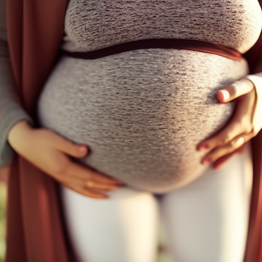 An image of a pregnant woman wearing maternity jeggings with a wide, stretchy waistband that gently hugs her growing belly