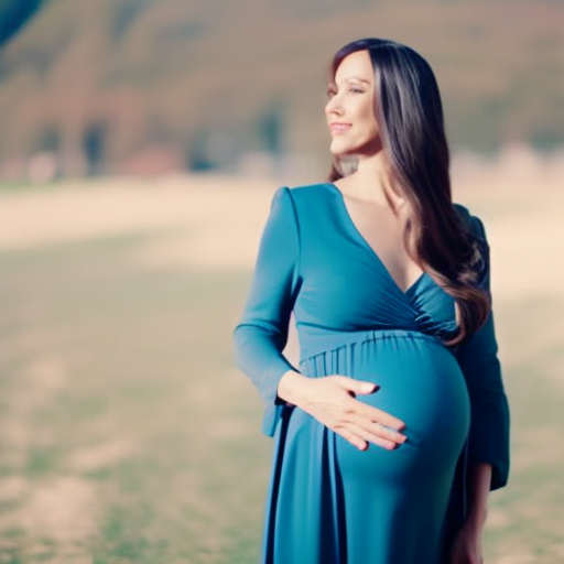 An image showcasing a radiant pregnant woman gracefully wearing a chic maternity jumpsuit in a formal setting