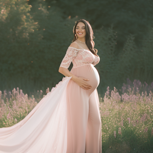  an elegant maternity jumpsuit that embraces a woman's curves, featuring a delicate sweetheart neckline and a flowing silhouette that flatters the baby bump