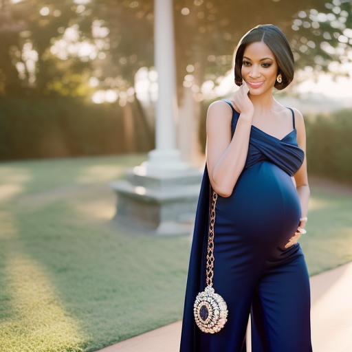  an elegant maternity jumpsuit with accessories that elevate your formal look