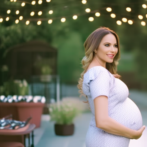 An image showcasing a fashionable pregnant woman wearing a chic maternity jumpsuit