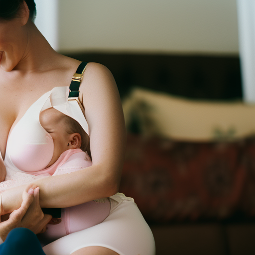An image capturing the essence of nursing bras - showcase a mother gracefully breastfeeding her baby, surrounded by soft, comfortable lingerie that provides optimal support and functionality