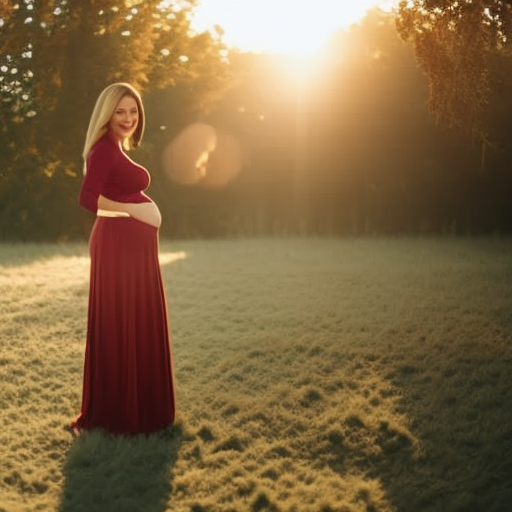 An image of a pregnant woman wearing a maternity midi skirt, showcasing its comfortable and flattering fit