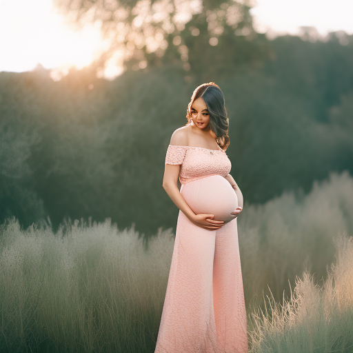An image showcasing a stylish maternity outfit for a photoshoot
