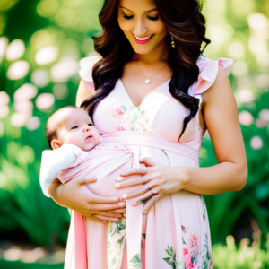 Maternity Overall Dress 5 An image showcasing a radiant mother-to-be wearing a soft, pastel pink overall dress
