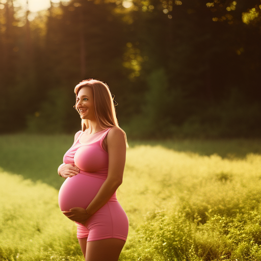 An image showcasing a radiant pregnant woman wearing comfortable maternity overall shorts, exuding confidence and ease
