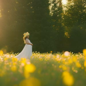 Maternity Photoshoot Ideas 4 the ethereal beauty of motherhood as a blooming mother-to-be stands amidst a sun-kissed meadow, her radiant silhouette adorned with delicate flower crowns and billowing fabrics, while gentle rays of light caress her blossoming belly