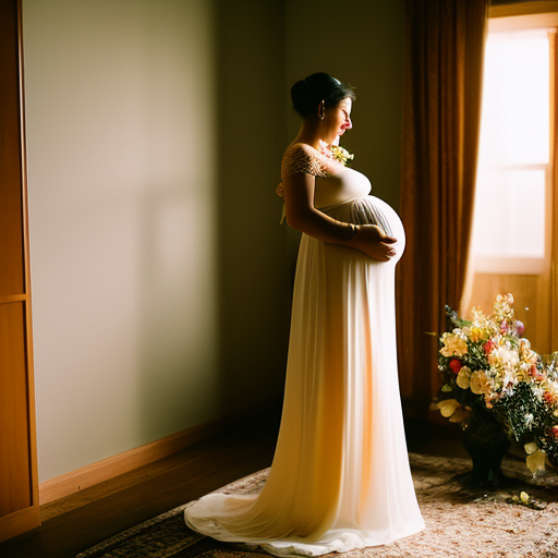  the ethereal beauty of a glowing mother-to-be in an indoor maternity shoot