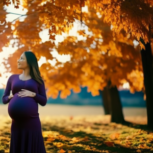 An image showcasing a cozy maternity sweater dress, perfectly hugging the baby bump