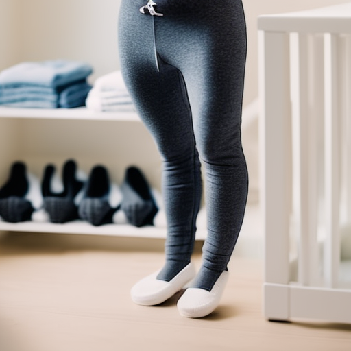 An image showcasing a pair of cozy, charcoal gray maternity sweatpants with a stretchy belly band, adorned with subtle polka dots