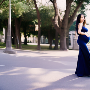 An image showcasing the elegance and comfort of maternity wide leg pants