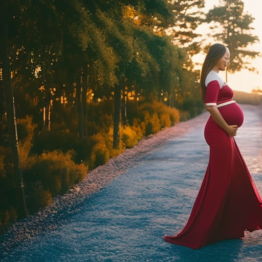 An image capturing a radiant, expectant mother confidently striding in chic maternity wide leg pants