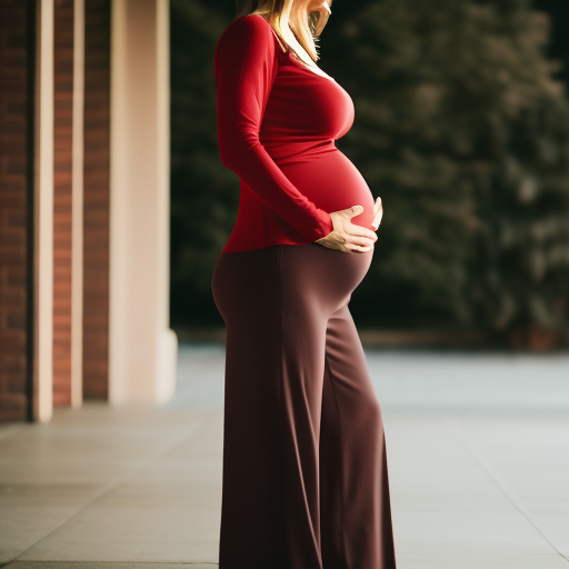 An image showcasing the various styles of maternity wide leg pants, with a pregnant woman confidently wearing a pair that flatters her figure