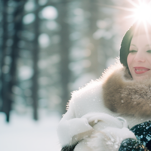 A captivating image showcasing a glowing, expectant mother elegantly bundled up in a cozy, fur-lined maternity winter coat, radiating warmth and comfort amidst a snowy backdrop, exuding winter bliss