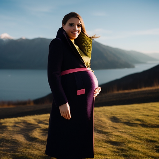 An image showcasing a maternity winter coat tailored for different body types