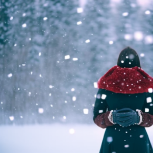 An image capturing a serene winter landscape, where a radiant mother-to-be, her baby bump snugly embraced by a stylish and cozy maternity winter coat, enjoys a peaceful walk amidst swirling snowflakes