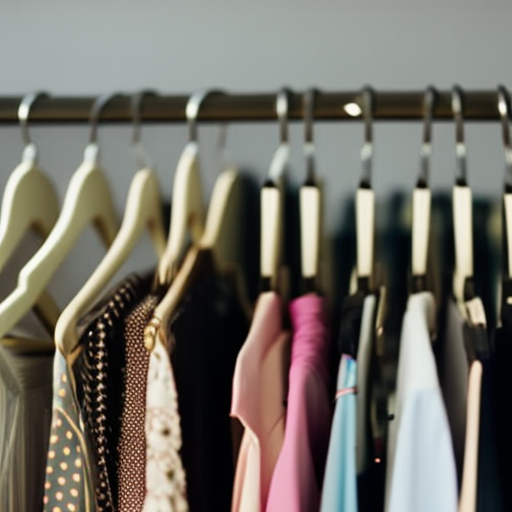 An image showcasing a neatly organized closet with a variety of stylish maternity work dresses hanging on velvet hangers