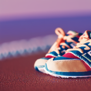 An image showcasing a pair of vibrant New Balance baby shoes, with a soft suede upper, adorned with whimsical animal illustrations and secured by tiny Velcro straps, exuding comfort and style