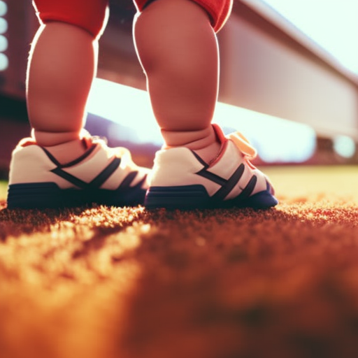 An image showing a close-up of a baby's feet, snugly fitted into a pair of New Balance shoes